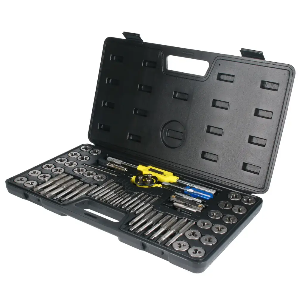 Juego dados y machuelos 60pzs. acero/carbon 123702 Surtek