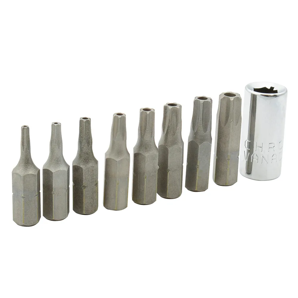 Juego 9 dados TORX/Seg, 1/4"xT8-T40 PFT9