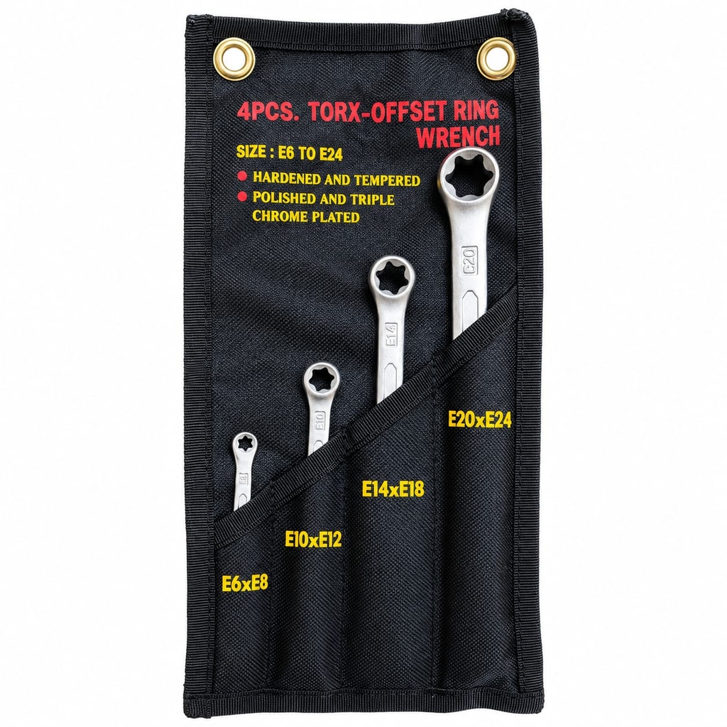 Juego 4 llaves corona TORX: E6 a E24