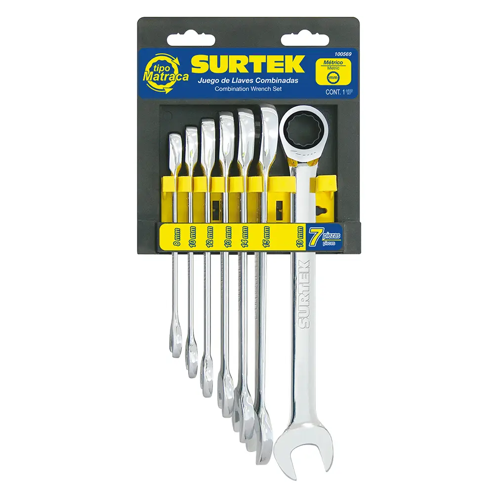 Juego 7 llaves mixta c/racha MM 100569 Surtek