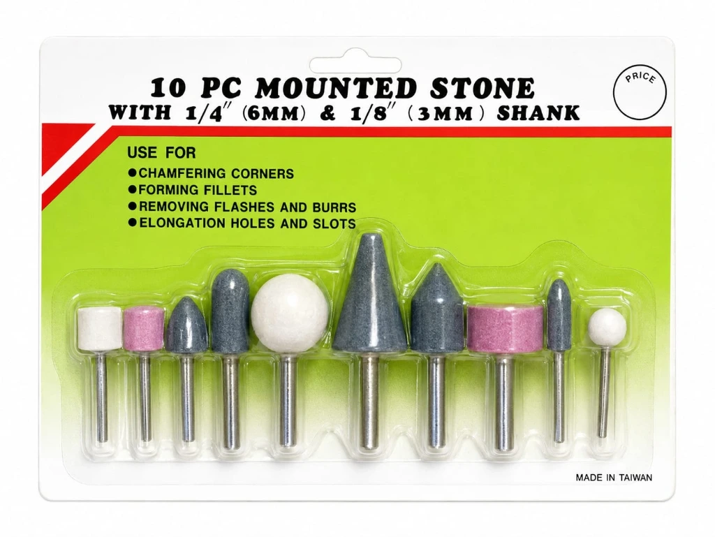 Juego 10 piedras, eje 1/4"y1/8" Tw.